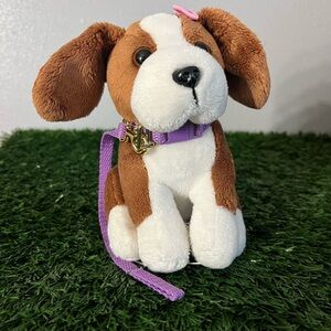 Charming Plush Dog with Purple Accessories